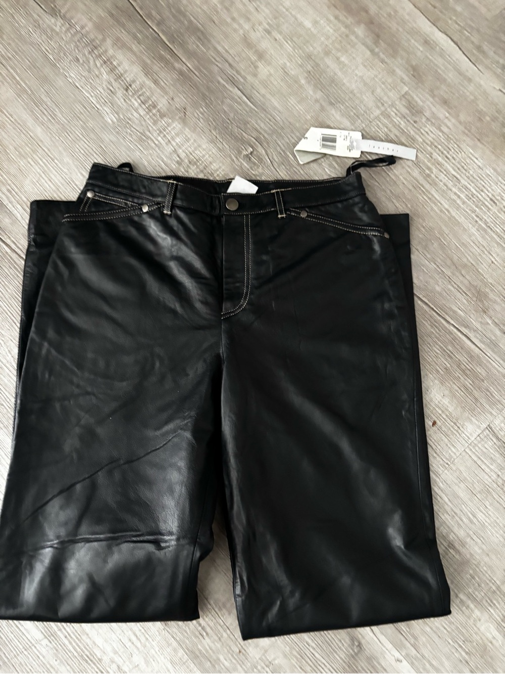 VTG NWT Nine West 100% percent leather five times pocket pants black size 6